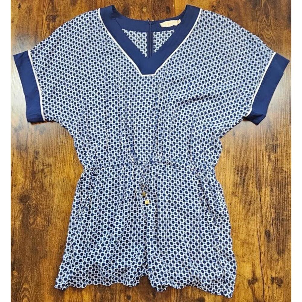 Tory Burch Navy Polka Dot Printed Jumpsuit 100% Viscose‎ Size Small